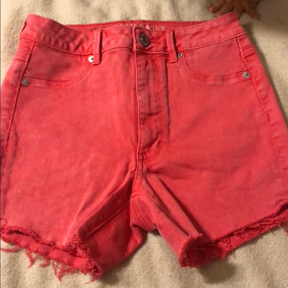 Pink denim shorts